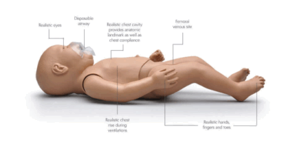 Susie Simon S103 Yenidoğan CPR Simülatörü, OMNI™ ile gerçek zamanlı CPR izleme ve ventilasyon eğitimi